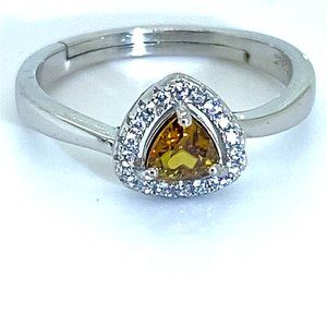 Sphene .60ct White Gold Finish Solid Silver Ring
